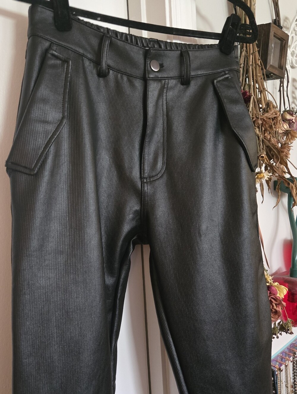 NWT Forever 21 Men's Faux Leather Coated Black Skinny Pants 30